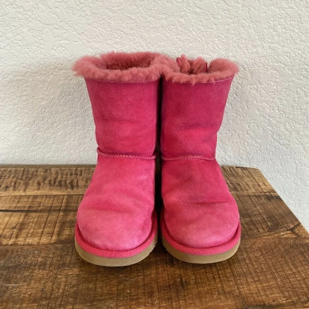 UGG Australia Kid's Bailey Bow II BOOTS Pink  SIZE US 3 Big Kids Girls